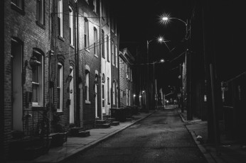 black and white photo Baltimore energy nightscape